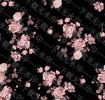 黑色底粉色花卉图案背景