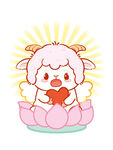 可爱小羊坐莲花捧爱心