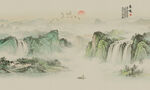 客厅沙发背景墙山水画
