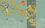 中式古风花鸟山水图景