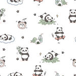 可爱熊猫图案无缝背景图