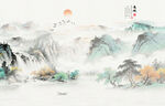 水墨山水意境风景画