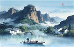 禅意山水水墨画