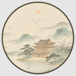 圆形山水画