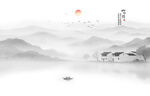 新中式山水电视背景墙