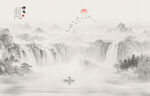 禅意国画水墨山水画