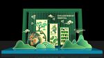 立体纸艺风的中式景观模型