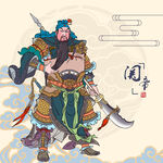 关羽古风插画形象