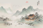 新中式水墨山水画
