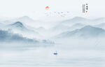 中式屏风山水画