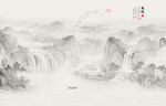 禅意水墨山水画