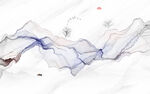 抽象水墨线条烟雾大理石山水画