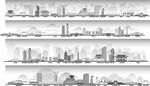 海南城市建筑剪影景点