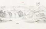 中国风国画山水背景墙