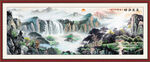 沙发背景画青绿山水