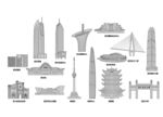 武汉城市建筑剪影景点