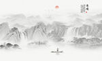 国画山水画背景墙