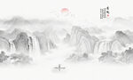 新中式国画山水背景墙