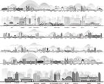 青岛城市建筑剪影景点