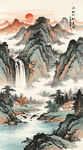竖幅山水画