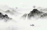 山水意境中国风水墨画