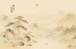 中式古风古典山水画背景