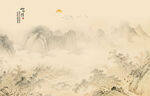 中式古风古典山水画背景壁画