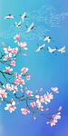 中式手绘工笔玉兰瑞鹤祥云花鸟图