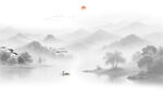 水墨江南山水背景墙