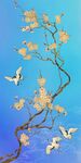手绘花鸟仙鹤祥云玄关屏风背景墙