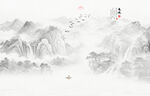 国画山水背景墙