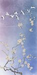 竖幅梅花祥云仙鹤图