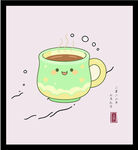 手绘矢量图插可爱笑脸咖啡杯插画