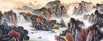 山水画瀑布风景图