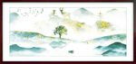 水墨山水间的孤树风景