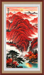 鸿运当头山水国画招财画竖版