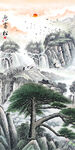迎客松玄关画