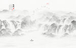 新中式壁画山水画电视背景墙