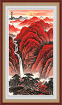 流水生财山水画招财画客厅画竖版