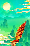 山间古楼映明月