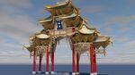 上色中式古典牌坊建筑景观