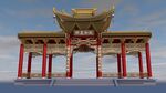 金色古建筑长廊
