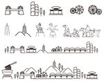 兰州甘肃城市建筑剪影地标插画