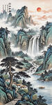 竖幅迎客松