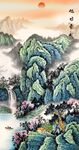 竖幅山水国画美景图