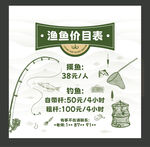 钓鱼场收费价目表展示