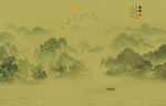 中式古典古风山水画背景