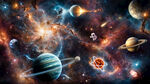 梦幻宇宙星云太空宇航员星球背景