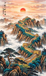 长城玄关山水画