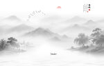 水墨江南水乡背景墙